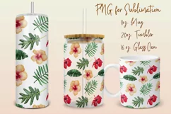 Tropical flowers tumbler, mug, libbey can sublimation png Product Image 1