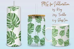 Tropical monstera tumbler, mug, libbey can sublimation png Product Image 1