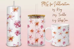 Tropical flowers tumbler, mug, libbey can sublimation png Product Image 1