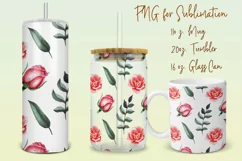 Leaves and flowers tumbler, mug, libbey can sublimation png Product Image 1