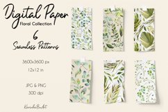 Watercolor Greenery Leaves. Tropical Scrapbook Papers Set 6 Product Image 2