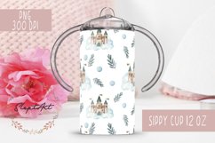 Watercolor Fairy castle 12 oz sippy cup design sublimation Product Image 1