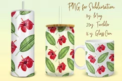 Tropical flowers tumbler, mug, libbey can sublimation png Product Image 1