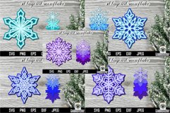 Simple Snowflake paper cut bundle. 3d layered cut files. Product Image 1