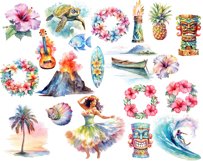 Watercolor Hawaii png, Luau clipart,Hawaii surfing Product Image 2