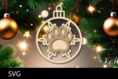 Christmas Ornaments SVG, pet paw snowflake ornament svg. Product Image 1