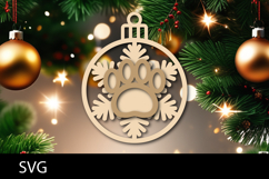 Christmas Ornaments SVG, pet paw snowflake ornament svg. Product Image 1