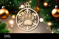 Christmas Ornaments SVG, pet paw snowflake ornament svg. Product Image 1