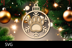 Christmas Ornaments SVG, pet paw snowflake ornament svg. Product Image 1