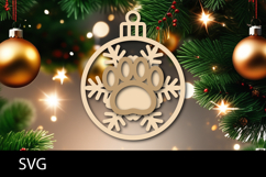Christmas Ornaments SVG, pet paw snowflake ornament svg. Product Image 1