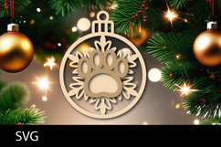 Christmas Ornaments SVG, pet paw snowflake ornament svg. Product Image 1
