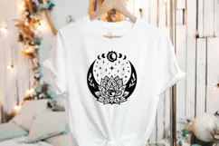 Half Moon and Lotus Flower SVG. Celestial Lotus PNG Cut File Product Image 2