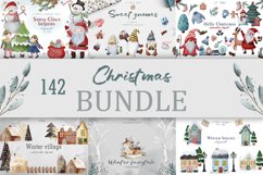 Watercolor Christmas BUNDLE! Winter clipart, gnomes clipart Product Image 1