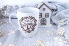 Merry Christmas wreath SVG. Winter Cut File. Door Sign Product Image 2