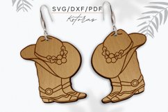 Cowboy boots Christmas Earring SVG, Christmas hat Earring SV Product Image 3