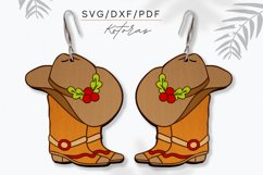 Cowboy boots Christmas Earring SVG, Christmas hat Earring SV Product Image 1