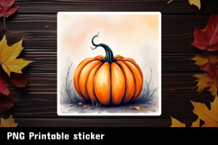 Autumn Sticker Printable PNG. Fall pumpkin sticker. Product Image 1