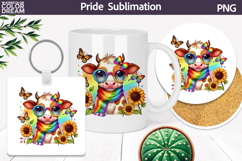 Rainbow Cow Floral Clipart | Pride Sublimation Product Image 1