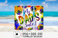 lgbtq tumbler design saying my dads rule shown on a beach background
