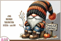 Happy Fall Gnomie png, Autumn pumpkin gnome sublimation png Product Image 1