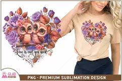 Love is owl you need valentine owl couple on floral heart Product Image 1