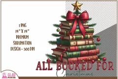 All Booked For Christmas PNG, Christmas Vintage Book Stack Product Image 2