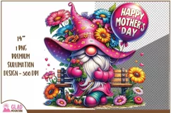Happy Mother's Day Gnome sublimation png, floral gnome png Product Image 1