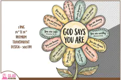 God says you are loved, strong, chosen, precious pastel png Product Image 1