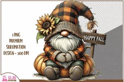 Happy Fall Pumpkin gnome, Autumn sunflower gnome sublimation Product Image 1