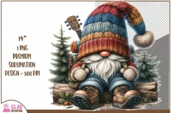 Summer Hiking Gnome clipart png, Gnome camp sublimation png Product Image 1
