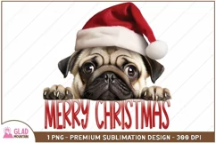 Merry Christmas Pug png, Christmas Peeking Pug sublimation Product Image 2