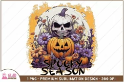 Spooky Season Skull Pumpkin png, Halloween Spooky Season png Product Image 2