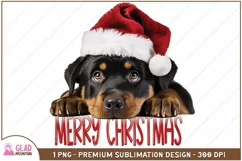 Merry Christmas Rottweiler png, Christmas Peeking Rottweiler Product Image 2