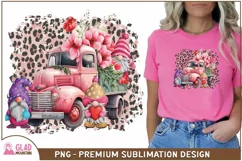 <img src="Primary.jpg" alt="Floral Pink Vintage Gnome truck on a pink shirt mockup">