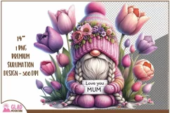 Mother's Day Gnome png, Love You Mum Gnome, Spring Gnome png Product Image 1