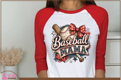 Retro Baseball Mama, Cute retro Baseball Mama with bow Product Image 3