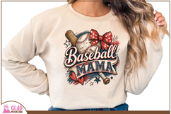 Retro Baseball Mama, Cute retro Baseball Mama with bow Product Image 5