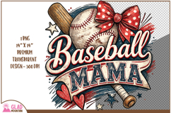 Retro Baseball Mama, Cute retro Baseball Mama with bow Product Image 2