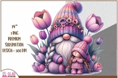 Mother's Day Gnome sublimation png, floral tulip gnome png Product Image 1