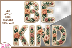 Be Kind floral faux knit embroidery, Be Kind faux crochet Product Image 2