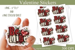 Valentine's Day Be Mine Heart Sticker and sticker sheet png Product Image 1