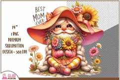 Best Mom Ever Gnome png, Mother's Day spring floral gnome Product Image 1