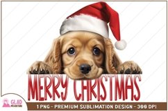 Merry Christmas Cocker Spaniel png, Peeking Cocker Spaniel Product Image 2