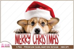 Merry Christmas Corgi png, Christmas Peeking Corgi png Product Image 3