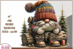 Summer Hiking Gnome clipart png, Gnome camping sublimation Product Image 1