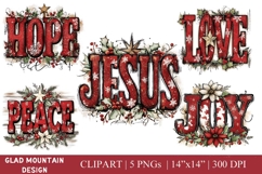 Christmas Word Art: Jesus, Love, Peace, Hope, Joy png Product Image 1