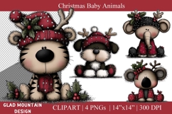 Christmas Baby Animals: Tiger, Puppy, Elephant, Koala pngs Product Image 1