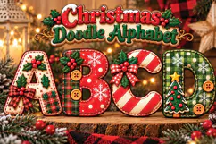 Christmas Doodle Alphabet Letters & numbers, Christmas Alpha Product Image 1