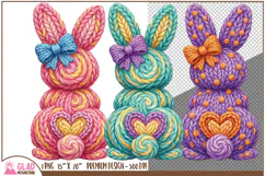Chunky Faux Knit Easter bunnies. Faux knit bunnies png Product Image 1