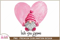 Love you Gnomie Valentines Day watercolor sublimation design Product Image 2